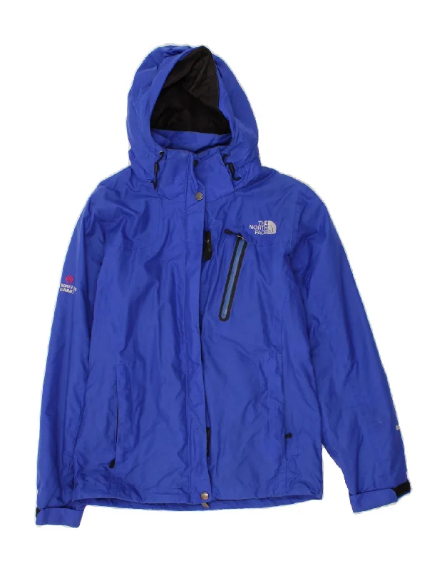 THE NORTH FACE Womens Oversized Graphic Hooded Rain Jacket UK 6 XS Blue Hooded Jacket Caped Jacket Shawl Collar Jacket