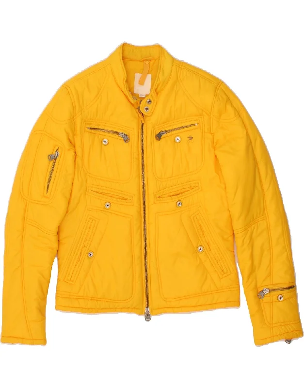 DIESEL Womens Utility Jacket UK 16 Large Yellow Polyamide Wool Fabric Cashmere Fabric Tweed Fabric