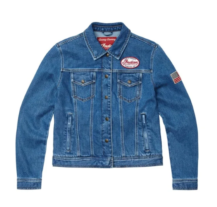 Indian Motorcycle Women's Denim Jacket, Blue | 2862845 Insulated Jacket Fitted Jacket Loose Jacket