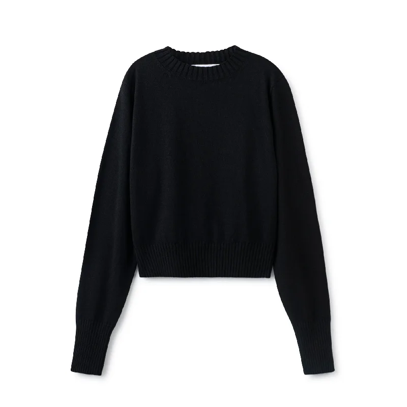 Summer Crop Sweater  IN: Black Oversized Loose Flowy