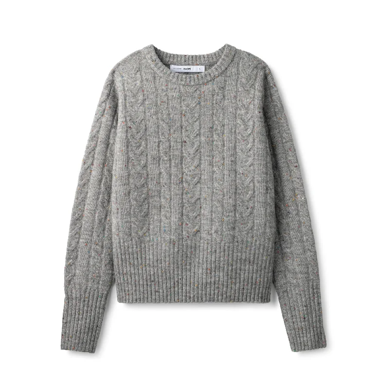 Cable Knit Sweater In: Marled Grey Cable Knit Ribbed Knit Lace Knit