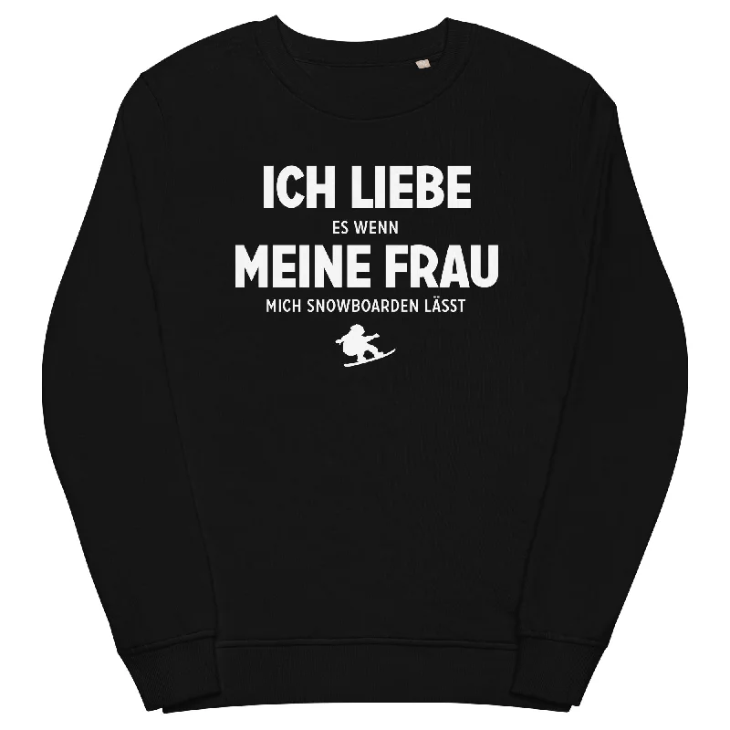 Ich Liebe Es Wenn Meine Frau Mich Snowboarden Lasst - Unisex Premium Organic Sweatshirt Hoodie with Button Classic Timeless