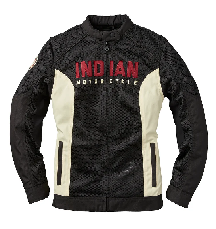 Indian Motorcycle Women's Mesh Lightweight 2 Riding Jacket, Black | 2860503 Zippered Front Buttoned Front Snap Front