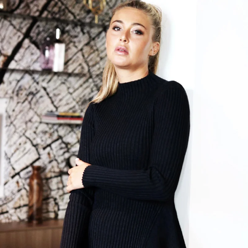 Flora Ribbed Knit Sweater | Black [Final Sale] Sweater Knitwear Pullover