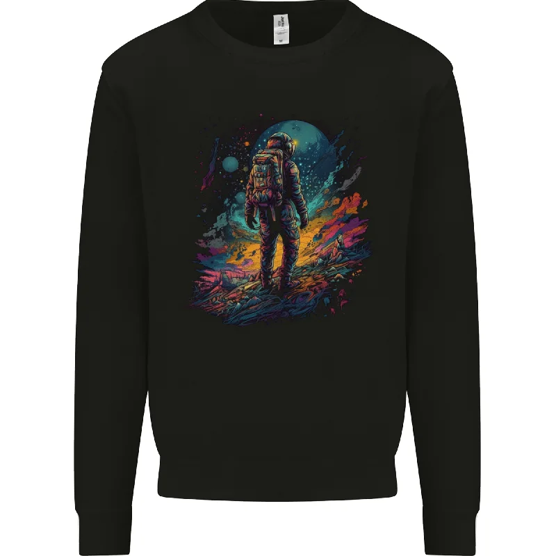 An Astronaut on an Alien Planet Spaceman Mens Sweatshirt Jumper Hoodie with Rolled Sleeves Casual Relaxed