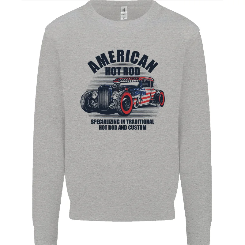 American Hot Rod Hotrod Enthusiast Car Mens Sweatshirt Jumper Hoodie with Ribbed Cuffs Snug Fit Comfort