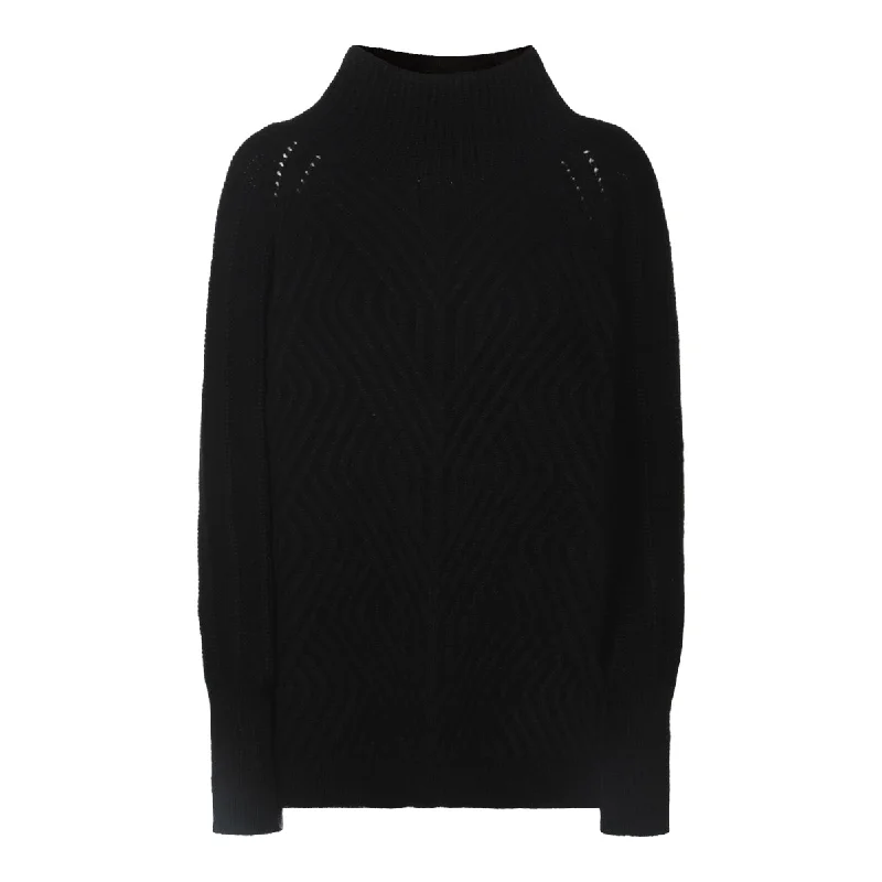 Malo Sweaters Black Turtle Neck Boat Neck Asymmetrical Neck