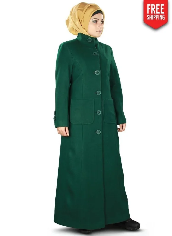 Safiyya Long Coat Green Chenille Brocade Lace