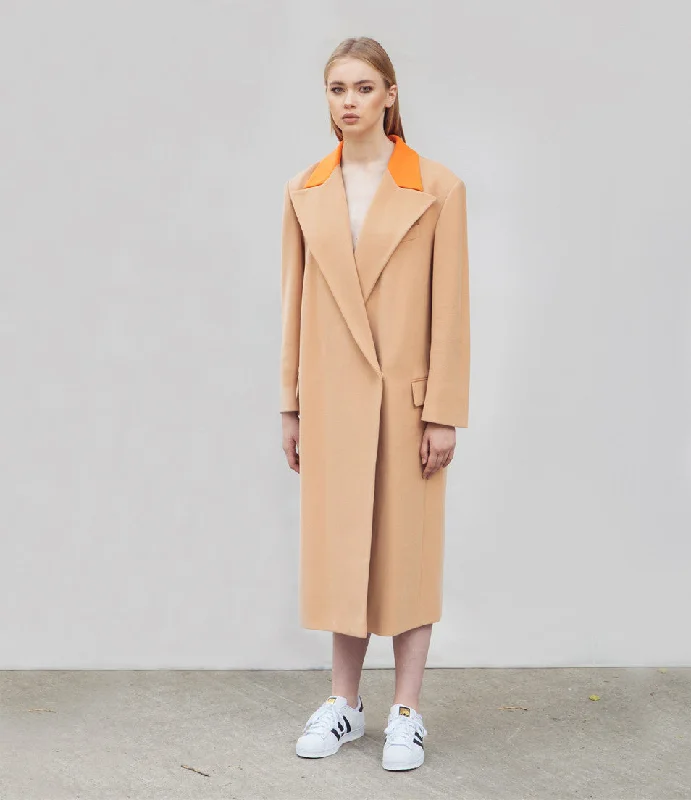 Tailored Beige Coat Fitted Loose Oversized