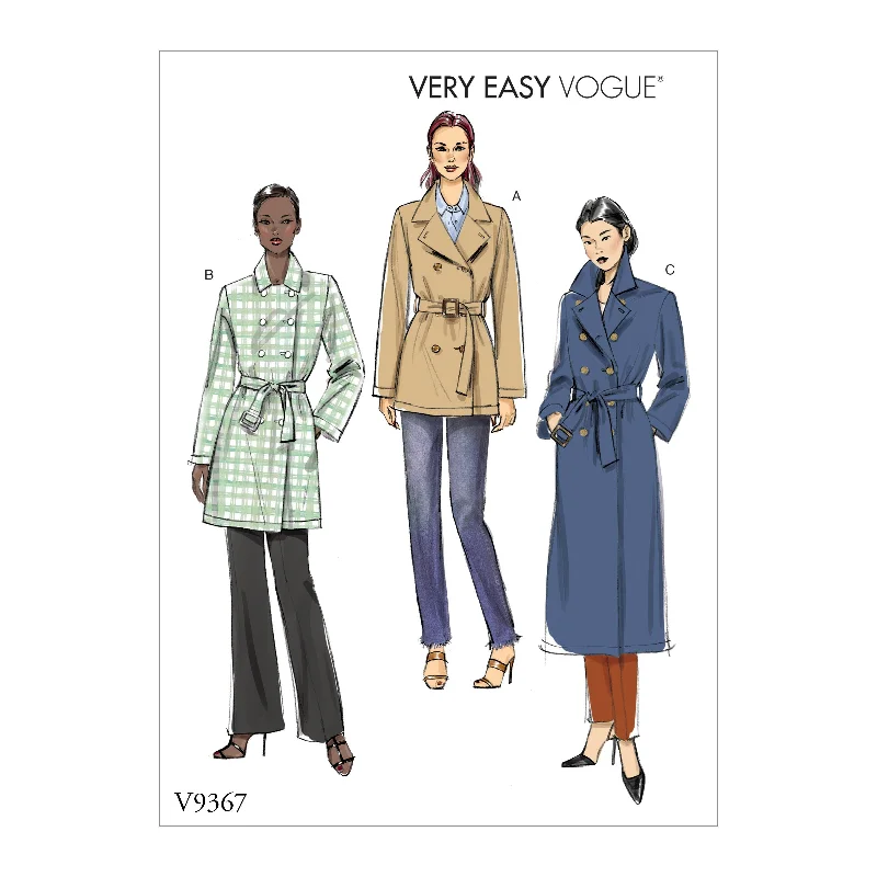 Vogue Pattern V9367 Misses' Coat and Belt Cotton Linen Terry