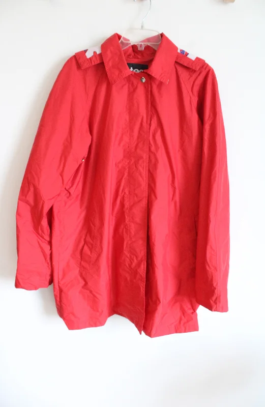 Totes Red Rain Coat | L Pockets Sleeves Lining