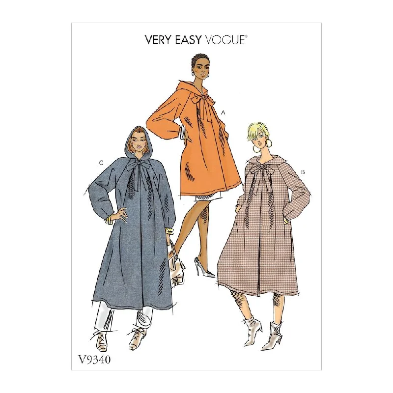 Vogue Pattern V9340 Misses' Coat Satin Silk Chiffon