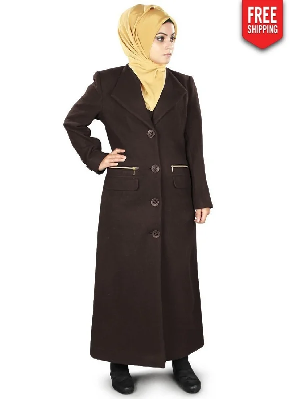 Wadiah Long Coat Navy Blue Elasticated Drawstring Belted