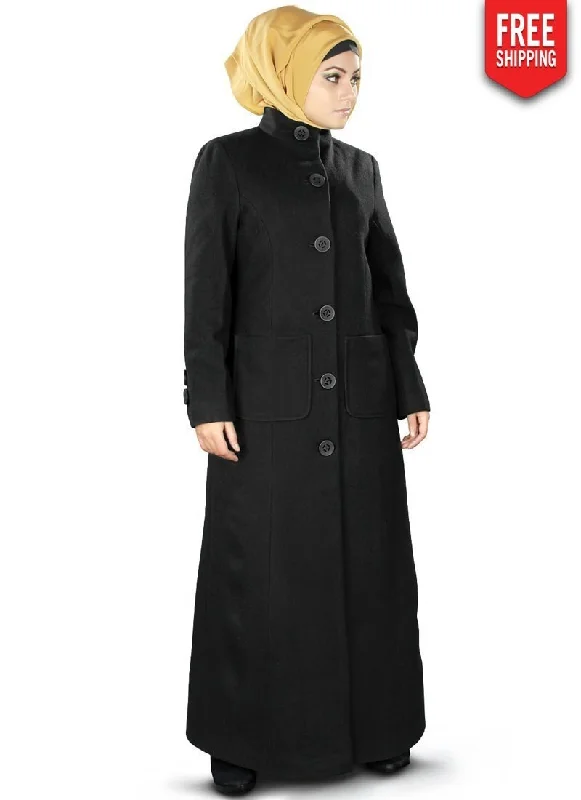 Safiyya Long Coat Black Striped Polka Dot Floral