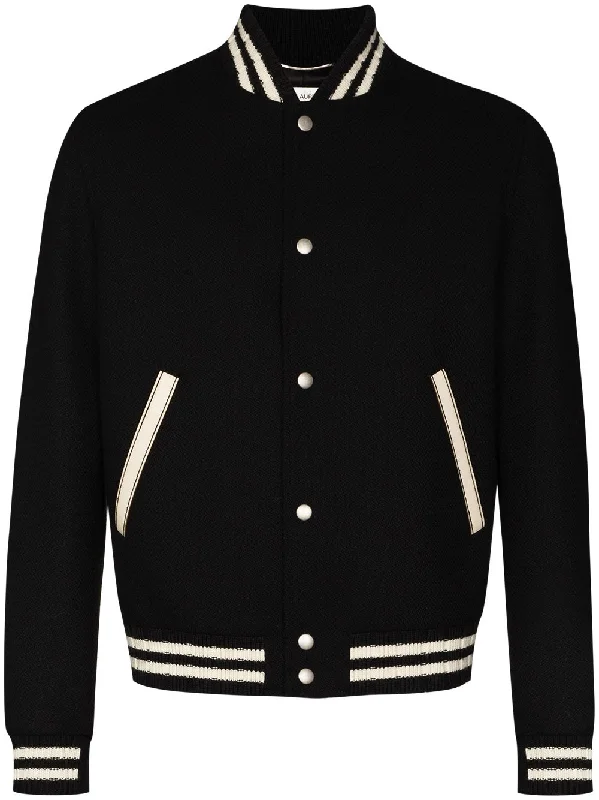 Saint Laurent  Coats Black Collared Crew Neck Turtle Neck