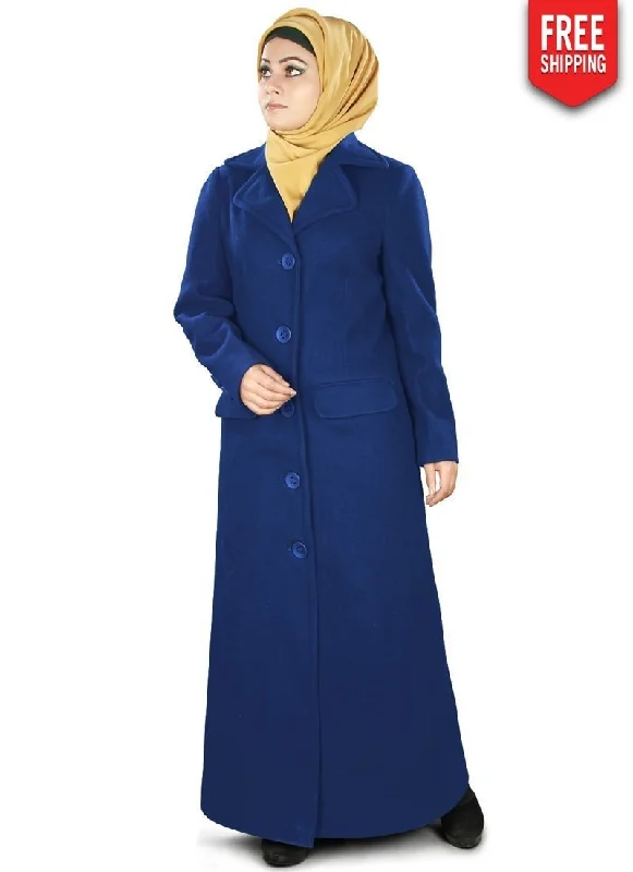 Jaseena Long Coat Royal Blue Bodycon Sheath Shift