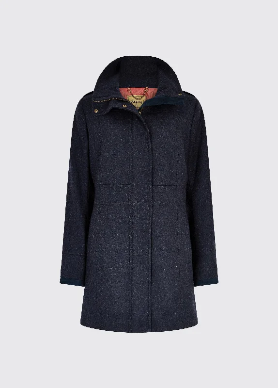 Hedgerow Tweed Coat - Navy Houndstooth Jacket Shearling Jacket Fleece Jacket