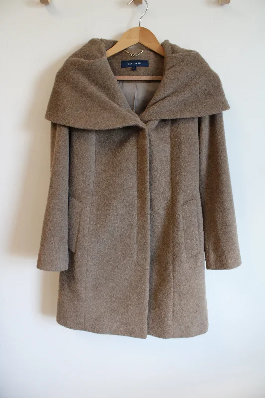 Cole Haan Brown Alpaca Wool Coat | 2 Satin Silk Chiffon