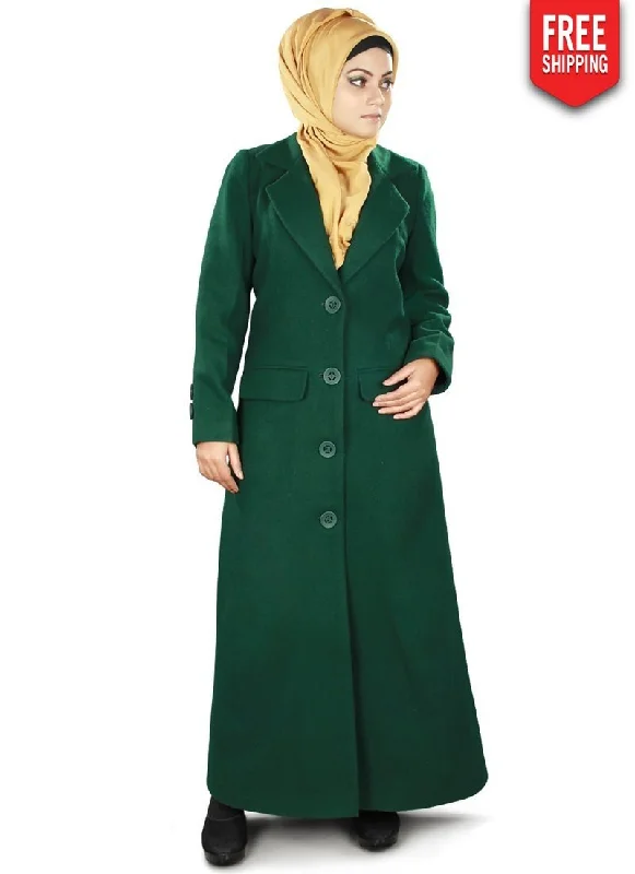 Karida Long Coat Green Suede Faux Fur Shearling