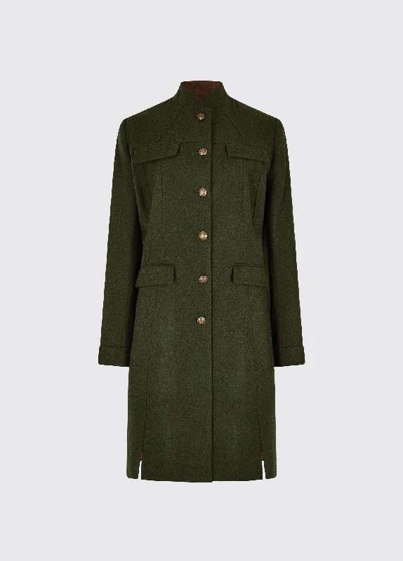 Coolepark Tweed Coat - Loden Lapel Coat Peter Pan Collar Coat Cowl Neck Coat