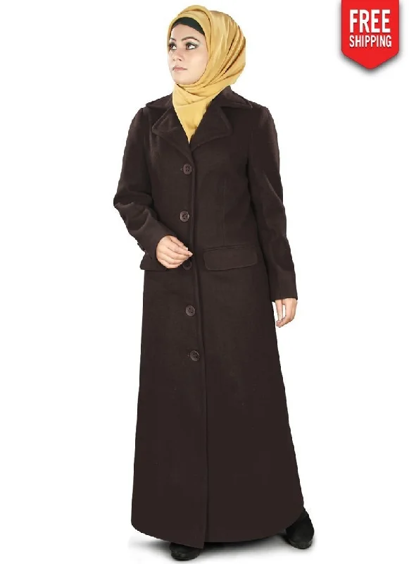 Jaseena Long Coat Brown Trapeze Tunic Caftan