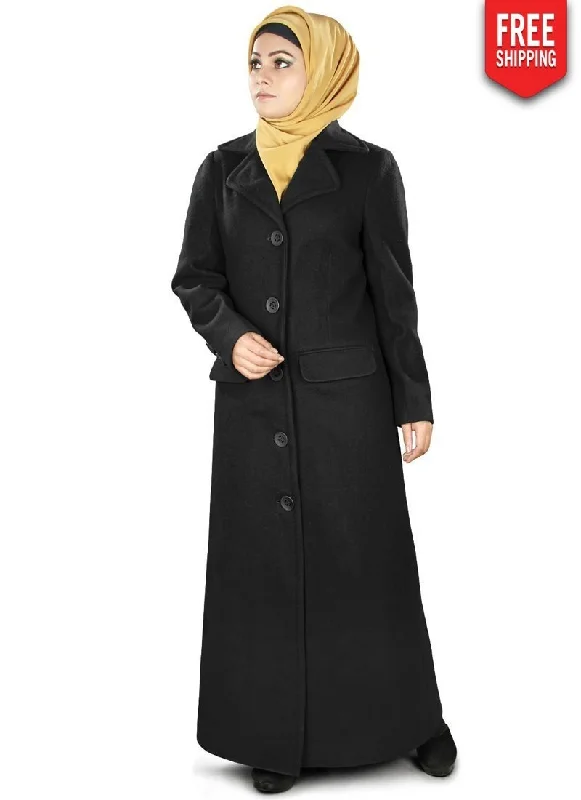 Jaseena Long Coat Black Kimono Robe Cloak