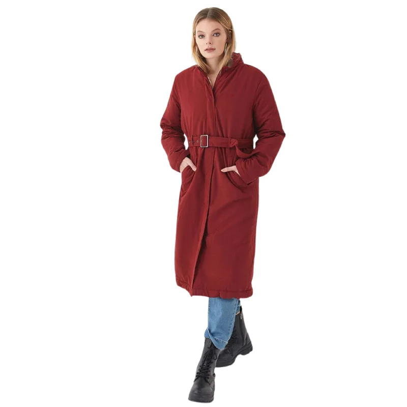 OXXO -  Belt Detailed Long Coat Pleated Ruffled tiered