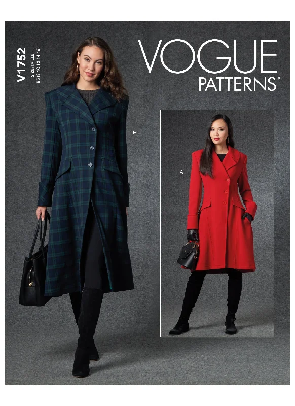 Vogue Pattern V1752 Misses' Coat Tailored Straight A-Line