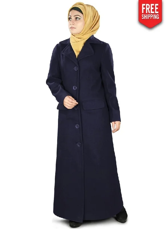 Jaseena Long Coat Navy Blue Blouse Shirt Tunic