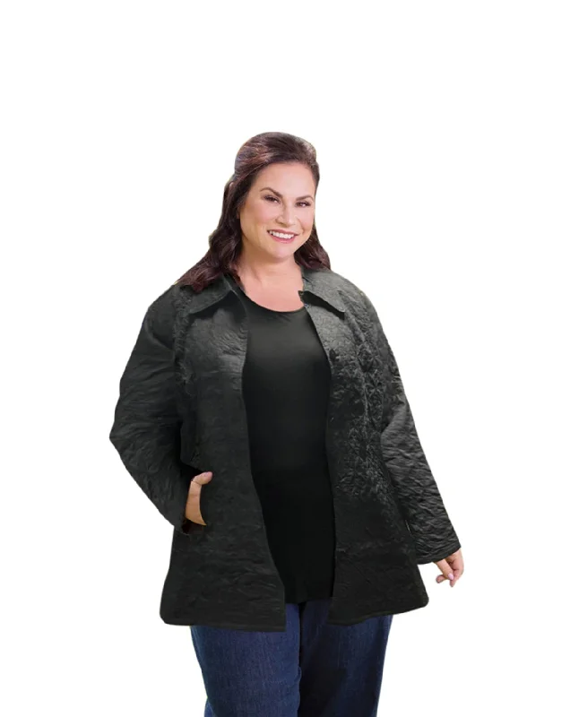 On The Plus Side Cotton Plus Size Quilted Swing Coat Appliqued Beaded Sequined