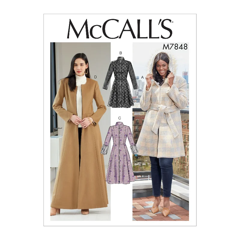 McCall's Pattern M7848 Misses'/Miss Petite and Women's/Women Petite Coats and Belt Toggle Coat Shawl Collar Coat Notch Collar Coat