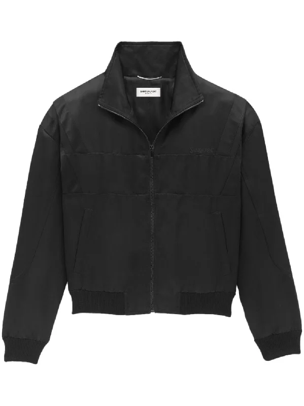 Saint Laurent  Coats Black Elasticated Drawstring Belted