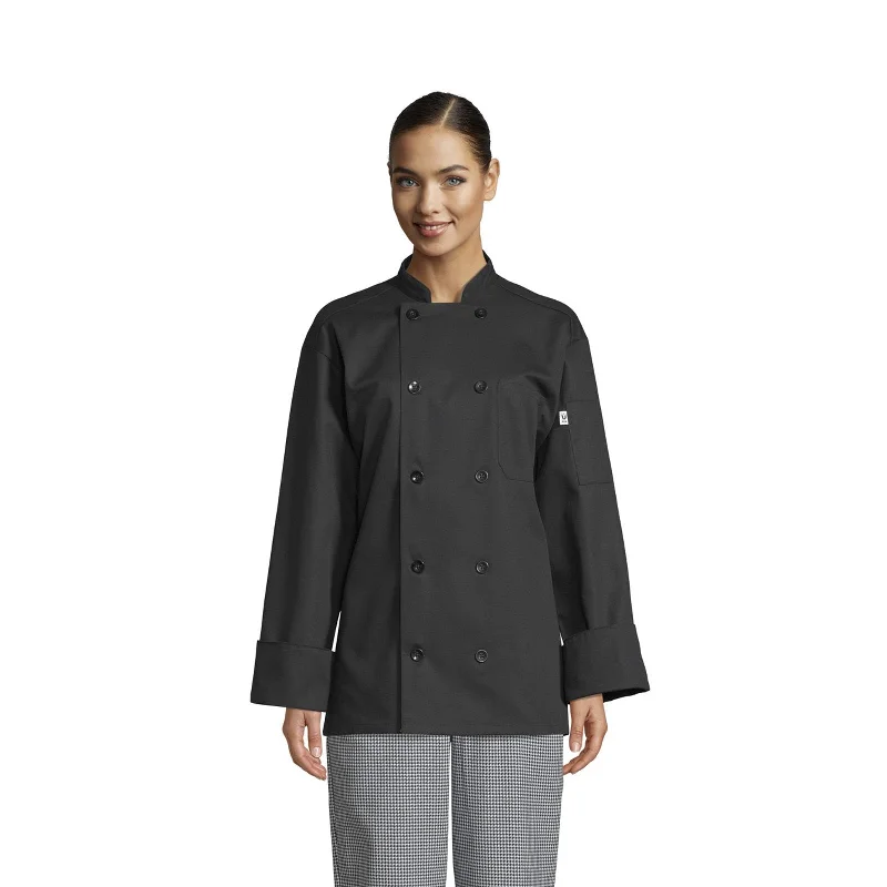 Chef Coat Long Sleeve - Black Peter Pan Collar Cowl Neck Turtleneck