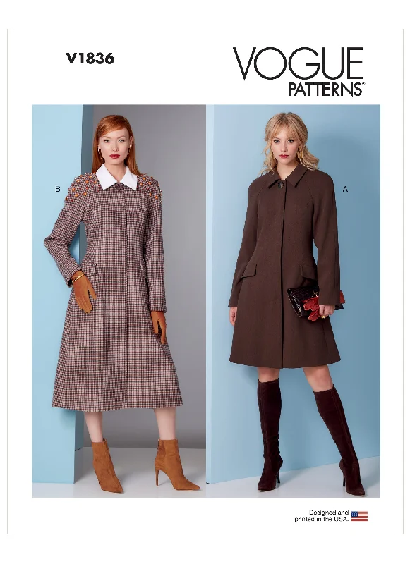 Vogue Pattern V1836 Misses' Coat Stand-Up Roll-Neck Turtle