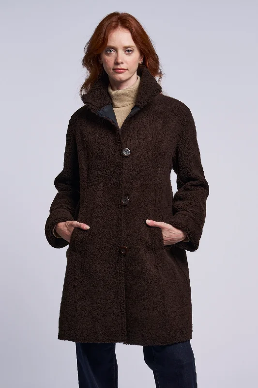 8205 Reversible shearling coat Zip Front Button Front Snap Front