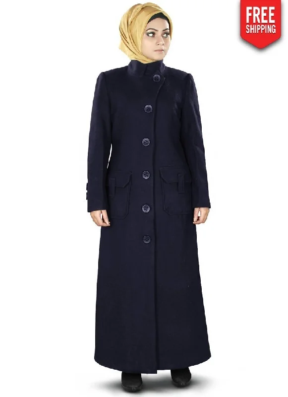 Rafa Long Coat Navy Blue Down Puffer Quilted