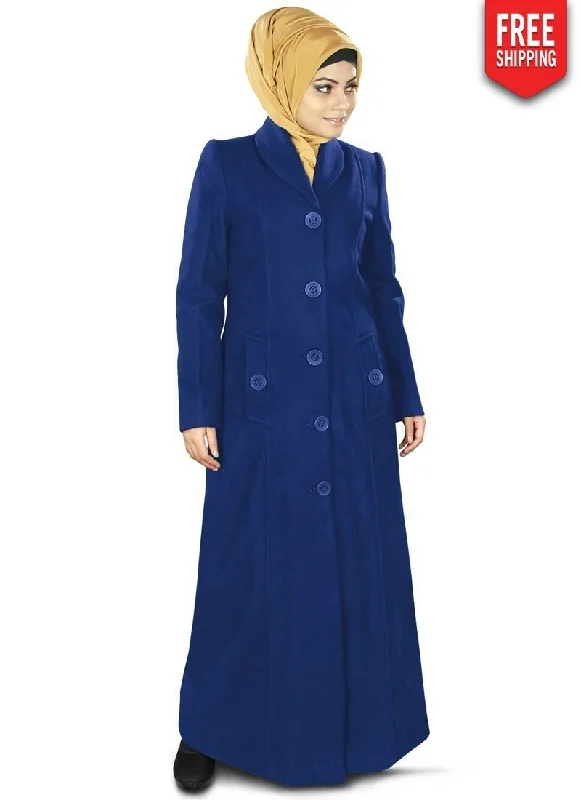 Izma Long Coat Royal Blue empire Basque Peplum