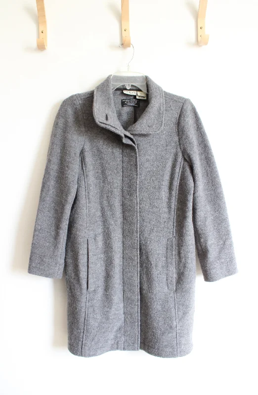 L.L. Bean Vintage Gray Wool Coat | XS Petite Crew Neck V-Neck Boat Neck