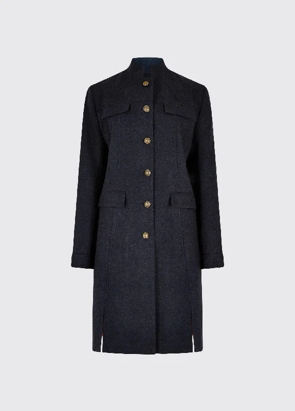 Coolepark Tweed Coat - Navy Toggle Coat Shawl Collar Coat Notch Collar Coat