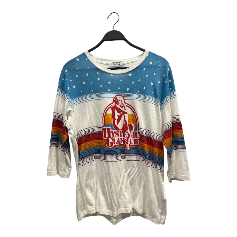 HYSTERIC GLAMOUR/LS T-Shirt/L/All Over Print/Cotton/WHT/ Graphic T-Shirt Round Neck Polyester