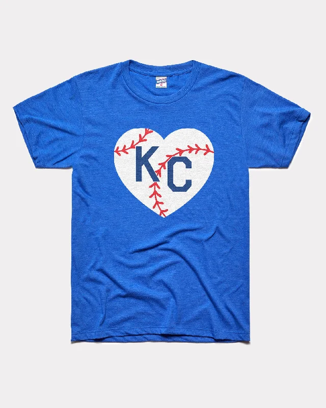 Baseball KC Heart Royal Blue T-Shirt Handmade Hand-knitted Hand-woven