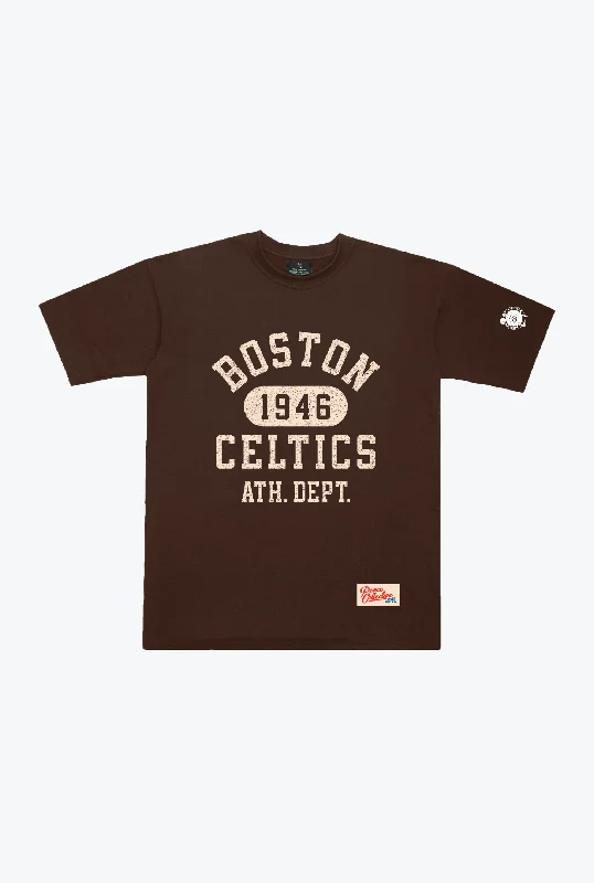 Boston Celtics Collegiate Heavyweight T-Shirt - Walnut Ribbed T-Shirt High Neck Heavyweight