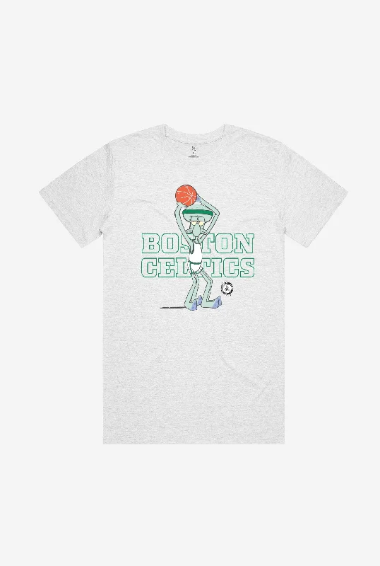 Boston Celtics Squidward T-Shirt - Ash Handmade Hand-knitted Hand-woven