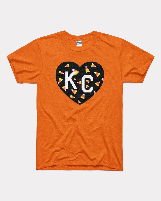 Candy Corn KC Heart Orange T-Shirt Cashmere Blend Cotton Blend Poly Blend