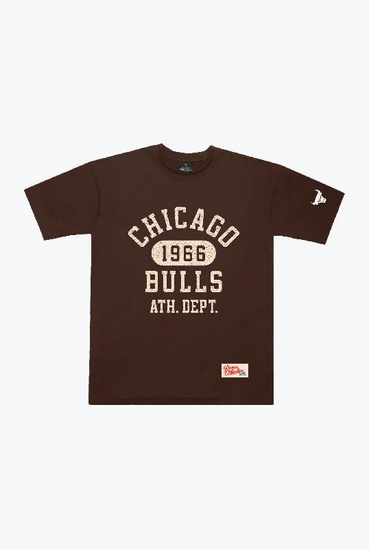 Chicago Bulls Collegiate Heavyweight T-Shirt - Walnut Cotton Fabric Linen Fabric Terry Fabric