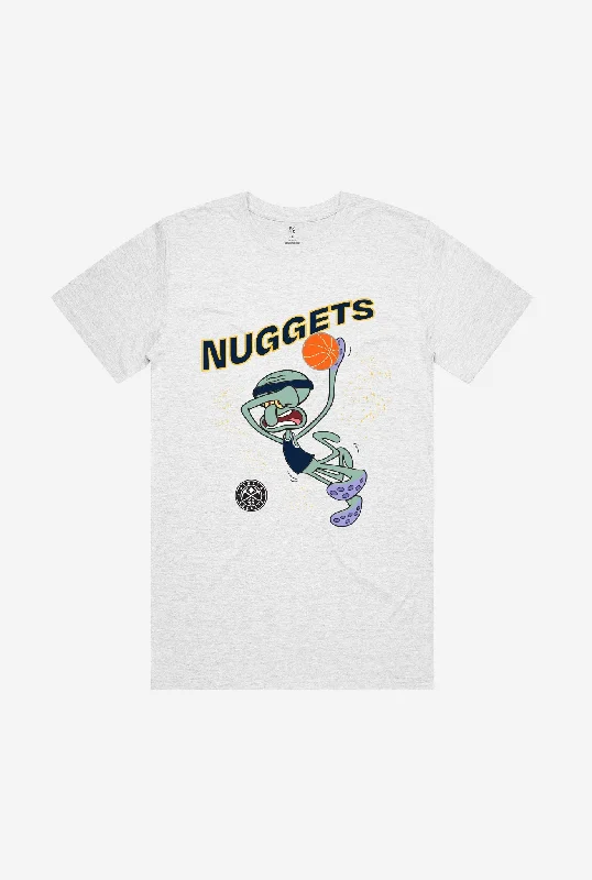 Denver Nuggets Squidward T-Shirt - Ash Thin T-Shirt Open Front Quick Dry