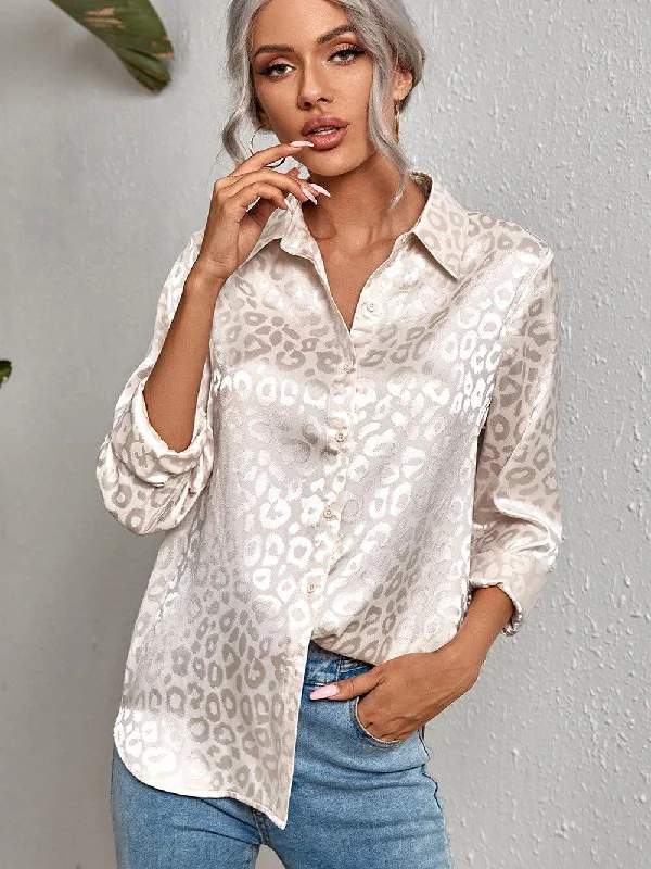 Elegant Office Women Shirt Embroidered Appliqued Beaded