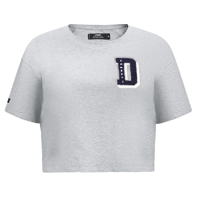 NFL DALLAS COWBOYS MASHUP WOMEN'S BOXY TEE (HEATHER GREY) Asymmetrical Pockets Print