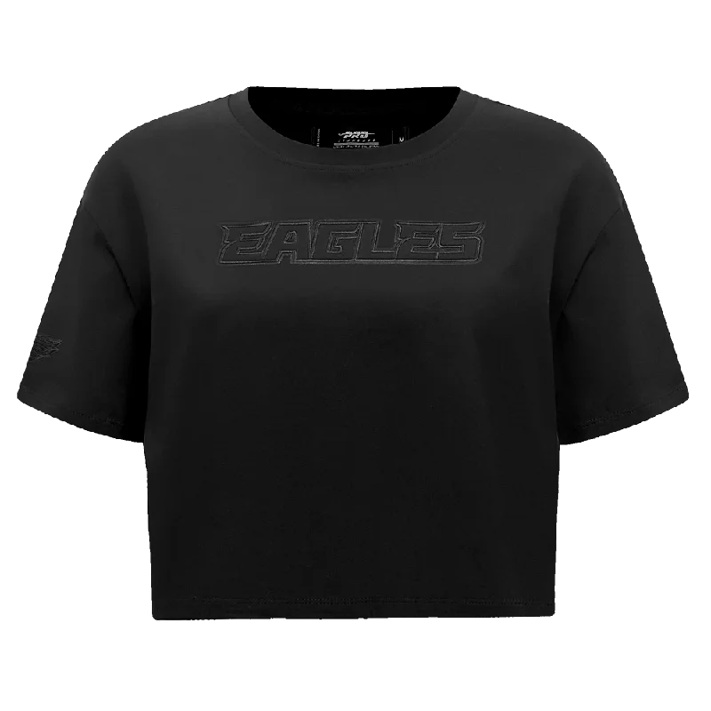 NFL PHILADELPHIA EAGLES NEUTRAL WOMEN'S BOXY TEE (BLACK) Jersey Fabric Tulle Fabric Batik Fabric