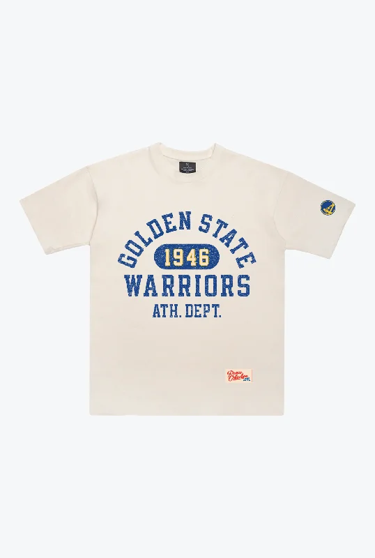 Golden State Warriors Athletic Club Heavyweight T-Shirt - Ivory Welt Pockets Slit Pockets Flap Pockets